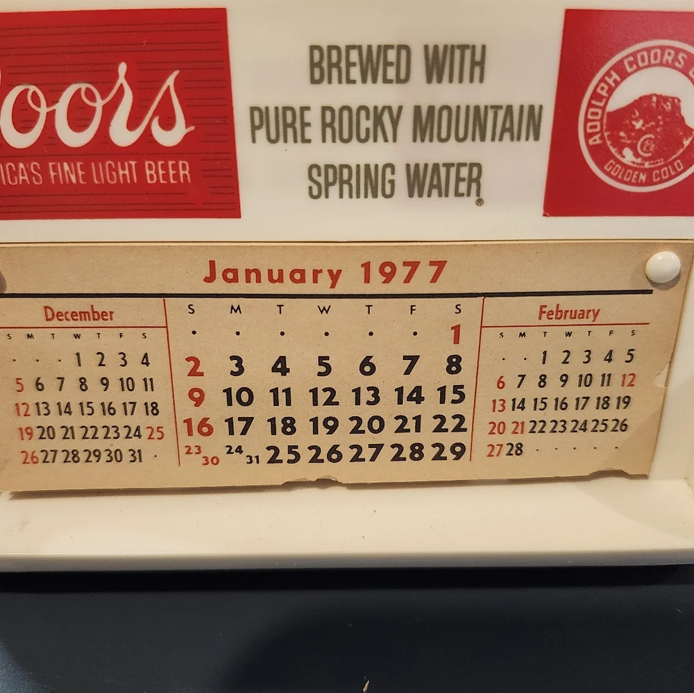 Vintage 1977 Coors Desk Calendar with Original Box
